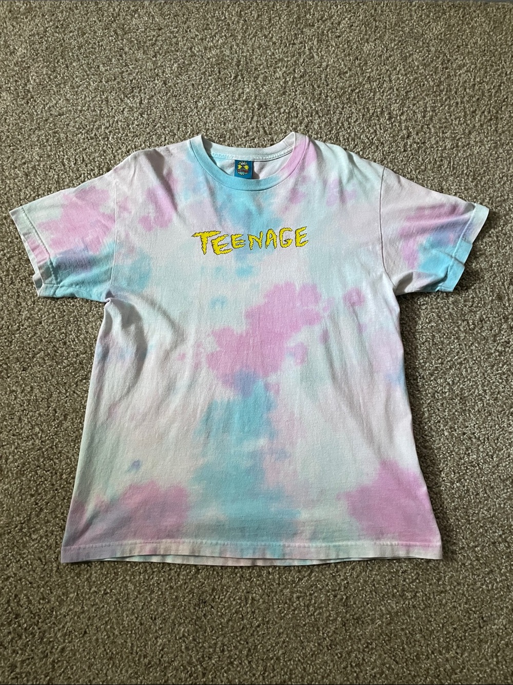 Teenage Bored Teenager Tie-Dye Short Sleeve Tee - Pastel Pink & Blue